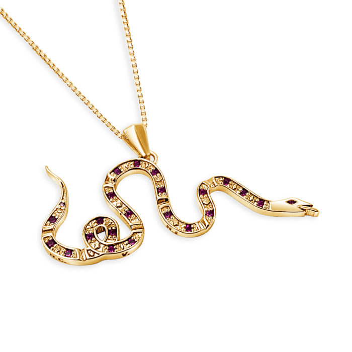 14K Gold Joe Wall Join or Die Snake Red