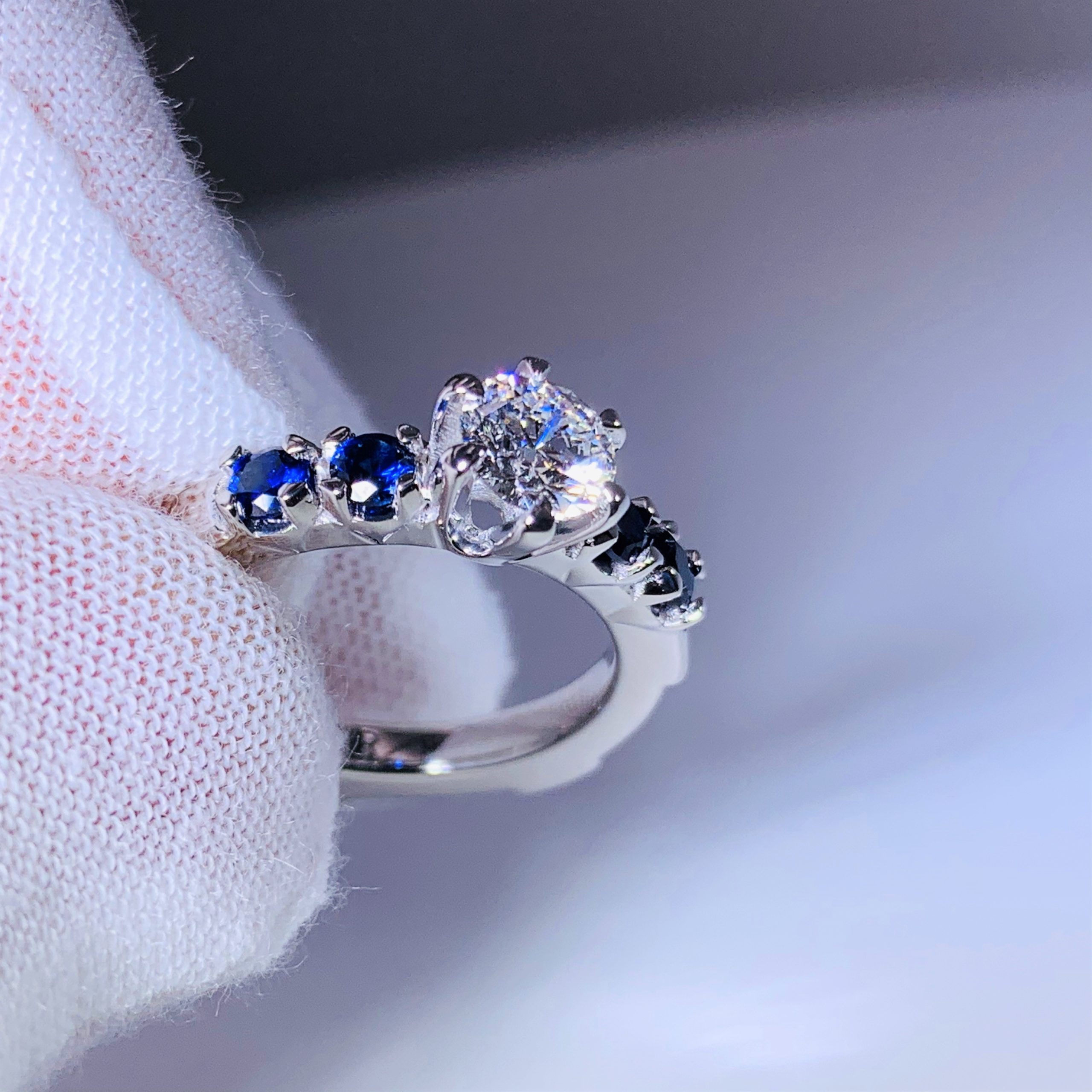 Engagement Ring - Diamond, Sapphires